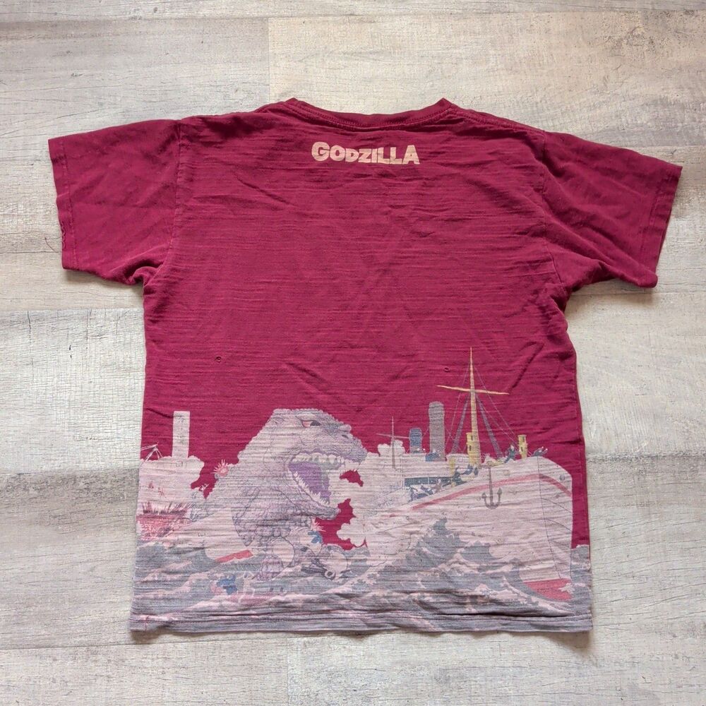 Godzilla Toho Limited Edition Japanese Traditional Ukiyoe Print Shirt Men L Red